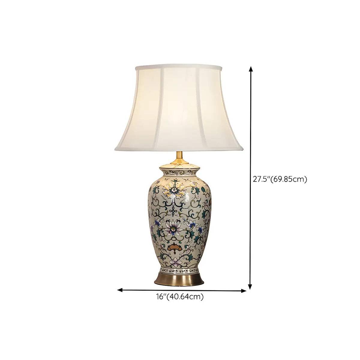 Modern White Drum Fabric Ceramic Vase Base Table Lamp Zawala #size