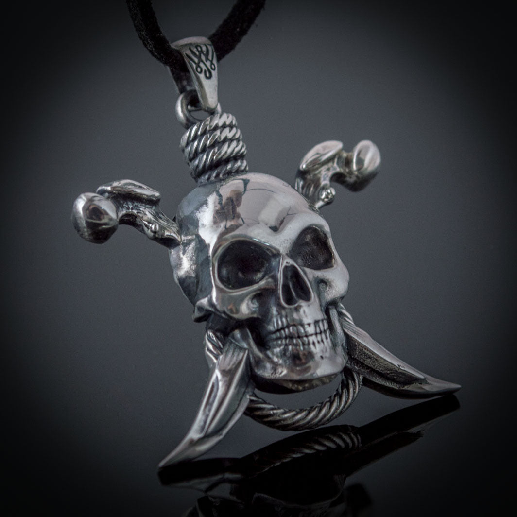 Hangman's Skull Silver Pirate Pendant