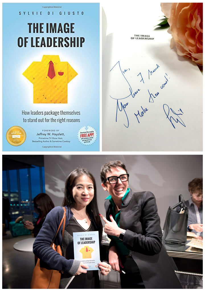 Jia Li in the reversible Arabella dress with author Sylvie Di Giusto at Glasshouse in New York