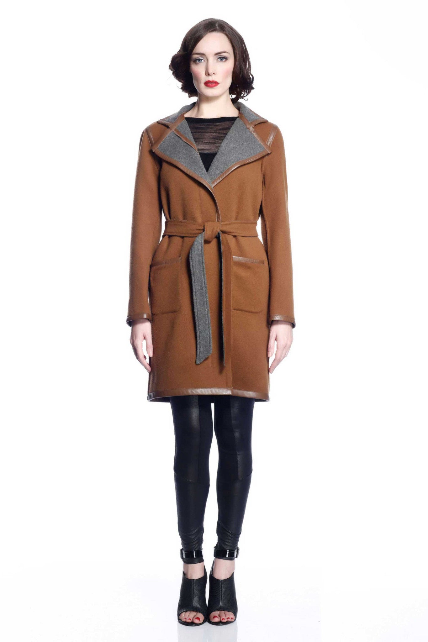 Margaret Reversible Wool/Cashmere Coat - Brown/Grey – Jia Collection