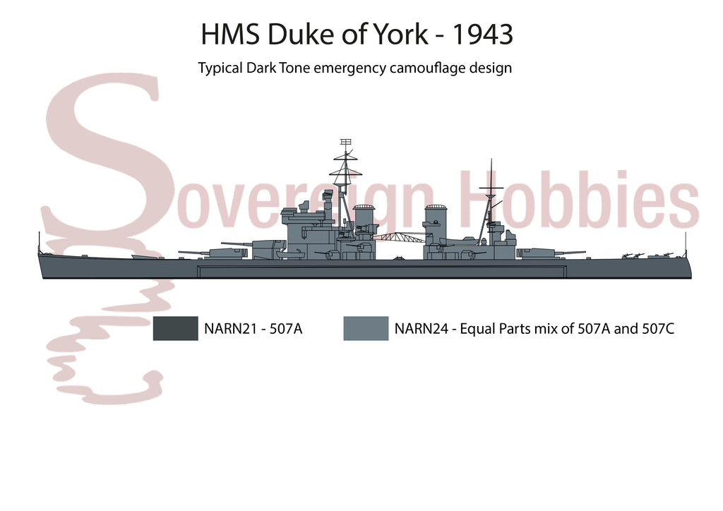 HMS Duke of York 1943 - dark tone equivalent emergency camouflage