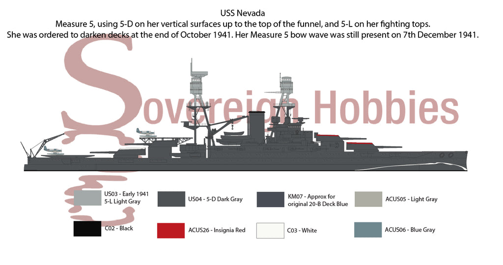 USS Nevada at Pearl Harbor 7 December 1941 Camouflage Paint