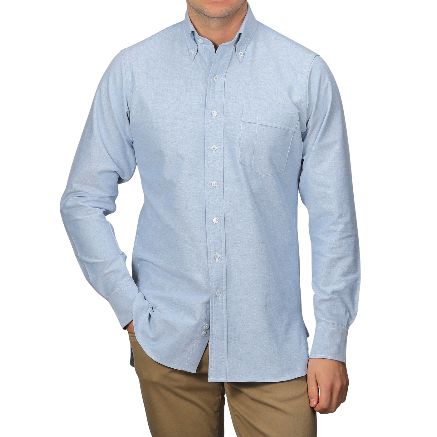 Drake's | Blue Classic Cotton Oxford BD Shirt | Fine