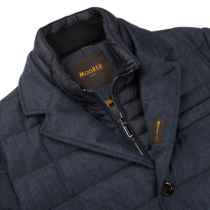 Moorer | Blue Melange Wool Cashmere Down Padded Coat – Baltzar