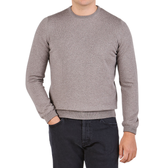 Gran Sasso | Taupe Beige Pure Cashmere Crewneck