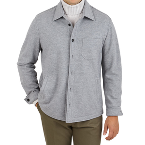 Peregrine | Grey Barney Checked Wool Tweed Overshirt – Baltzar