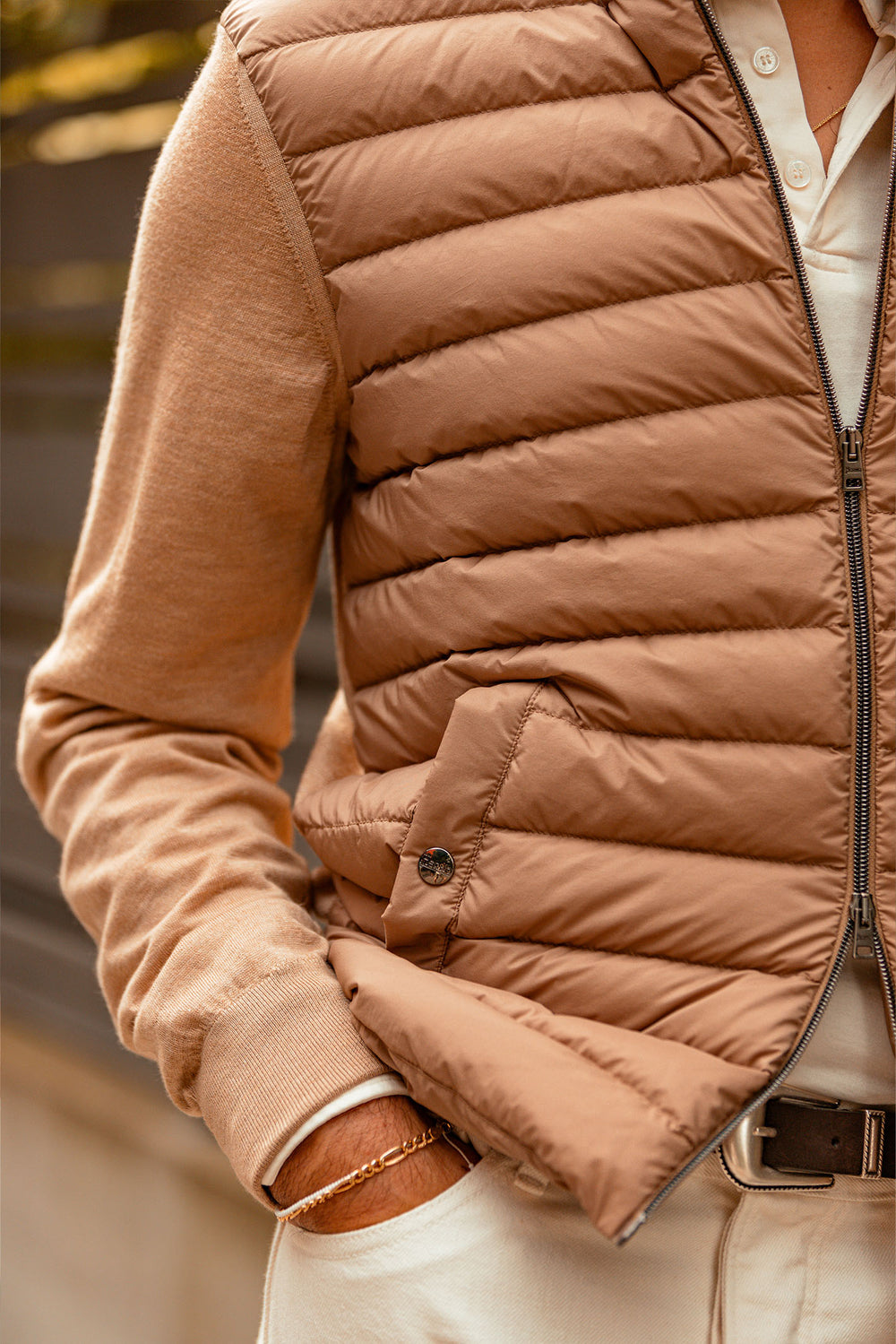 Herno | Light Camel Wool Silk Nylon Padded Jacket