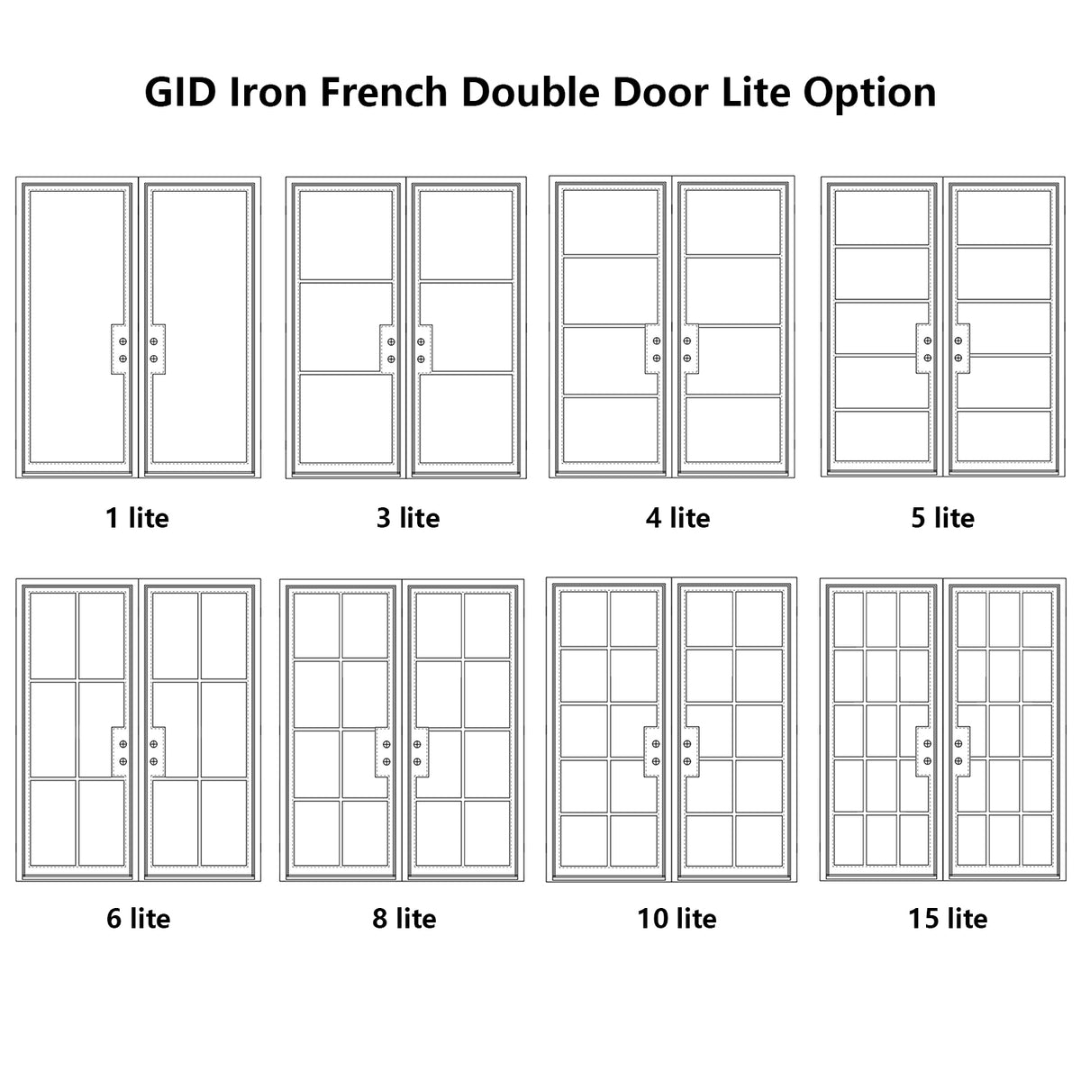 GID Double Iron French Door With Round Top Clear Low E Glass FD287