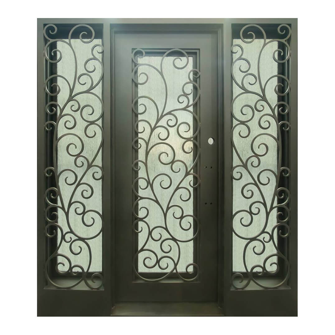 GID Modern Steel French Front Door With Two Large Sidelights FD111