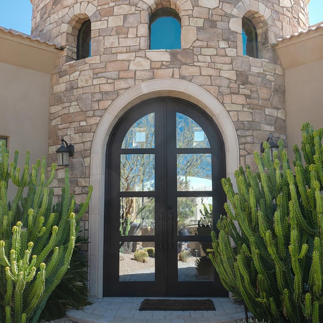 GID Steel French Door With Arched Transom Square Frame FD042