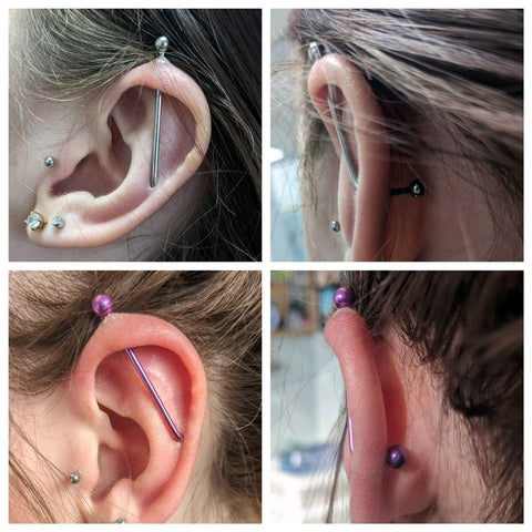 Piercing vertical avec bijou fait main