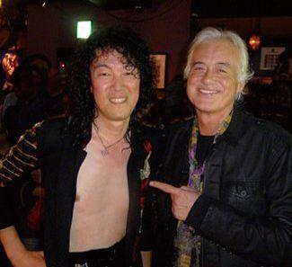 Jimmy Page photo with his impersonator Jimmy Sakurai