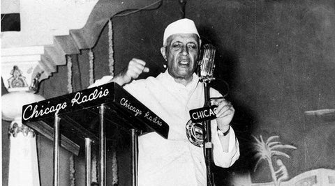 Jawaharlal Nehru Microphone on stage chicago radio