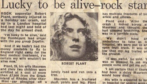 Robert Plant Greece car crash news