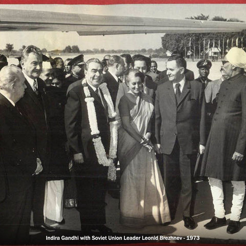 Indira Gandhi with Soviet Union Leader Leonid Brezhnev 1973