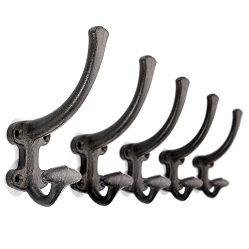 NACH js-90-6310 Rustic Cast Iron Hooks for Hanging Coats and Hats, Set of  4, Large 8x4x8 Inches, Black, Screw-in Hooks -  Canada