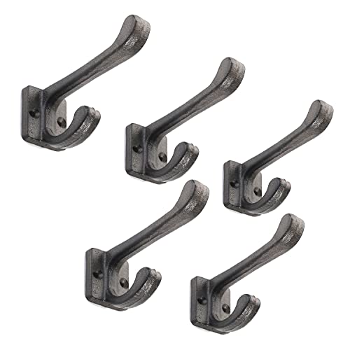 5 Pack Decorative Cast Iron Heavy Duty Double Hooks, Wall  Mounted Coat Hooks, Vintage Inspired (Antique Black) (Modern Type) : Home &  Kitchen