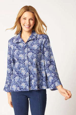 Batik Floral Flounce Jacket - Carpinteria Cotton Co