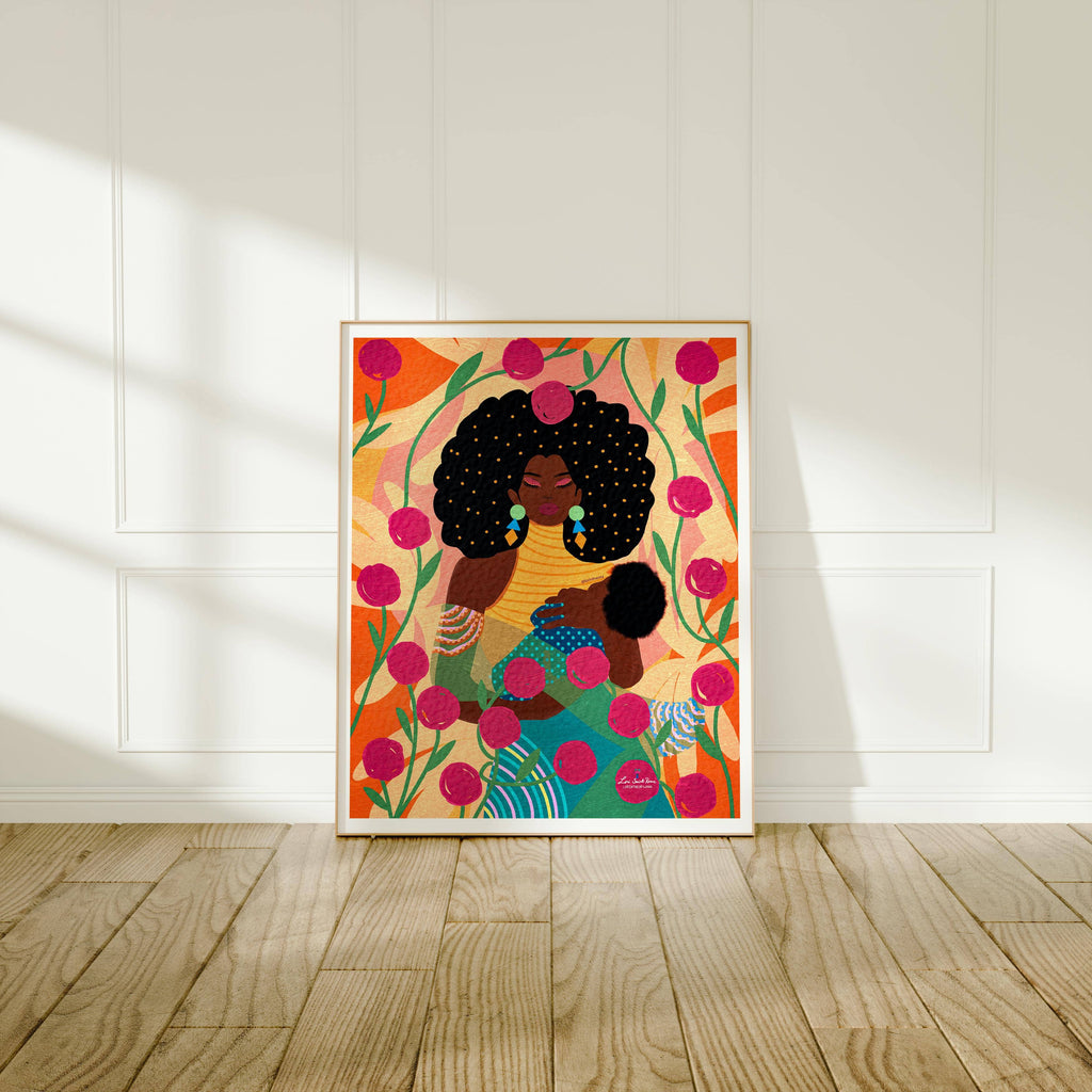 Black motherhood love artwork