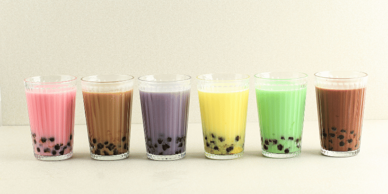 different flavors of bubble tea