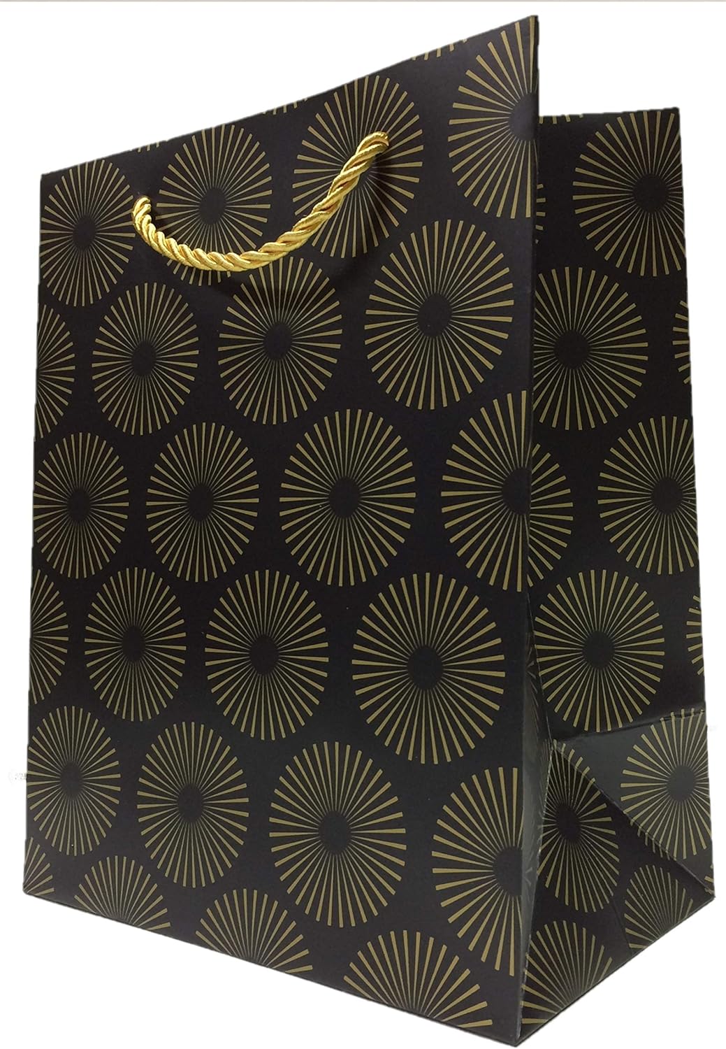 Black and Gold Gift Bags with Handles 8x10 Medium Size 12 Pack Starburst Design Paper Present Bags 8x5x10 Modern Fancy Cute Luxu - Modeeni Packaging product image