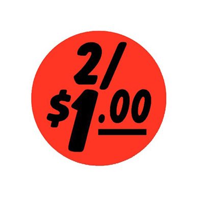 500 Labels 1.25 Round BRIGHT RED $1.00 Retail Price Point Pricing Stickers  $1