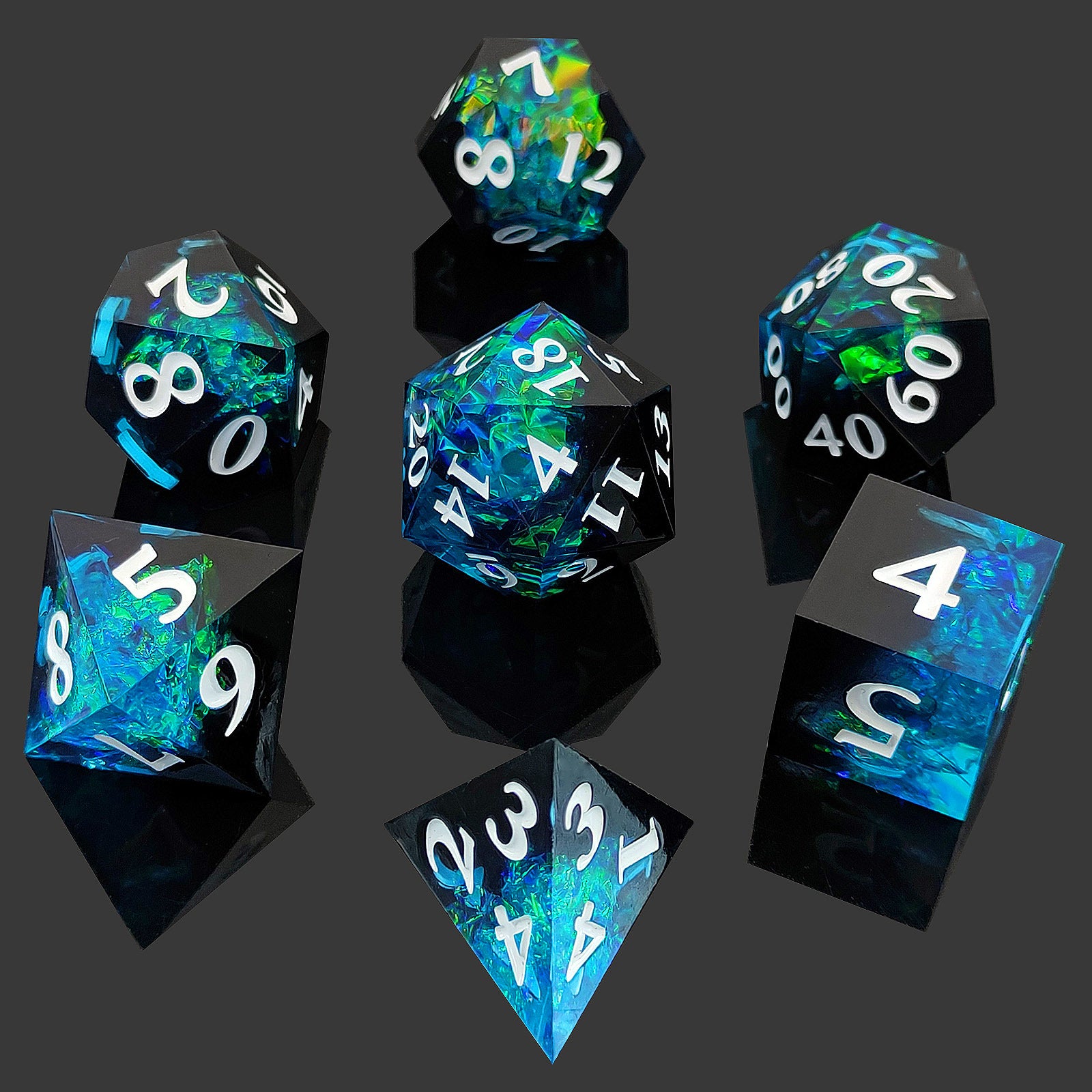 Blue-black Sharp Edge Resin Dice Set