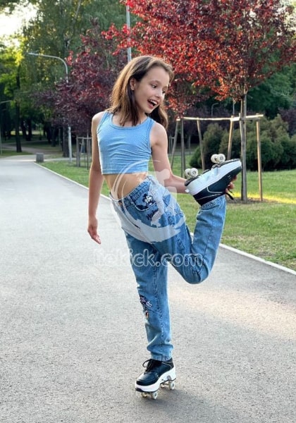Stylish girl in Kick Speed roller sneakers 