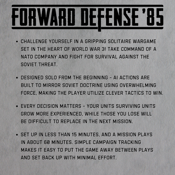 Forward Defense '85 infographic