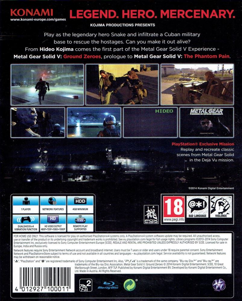 Metal Gear Solid V Ground Zeroes Ps4