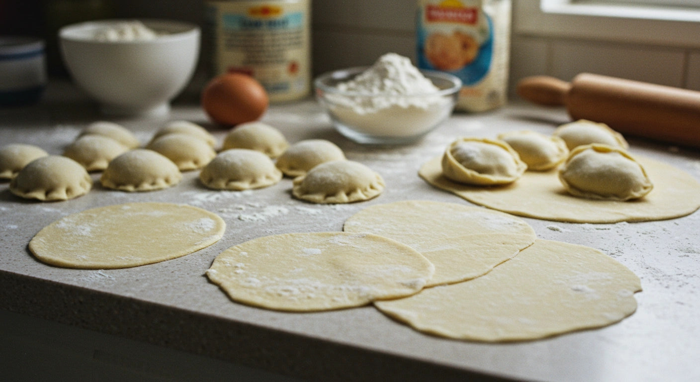 A variety of dumpling dough sheets