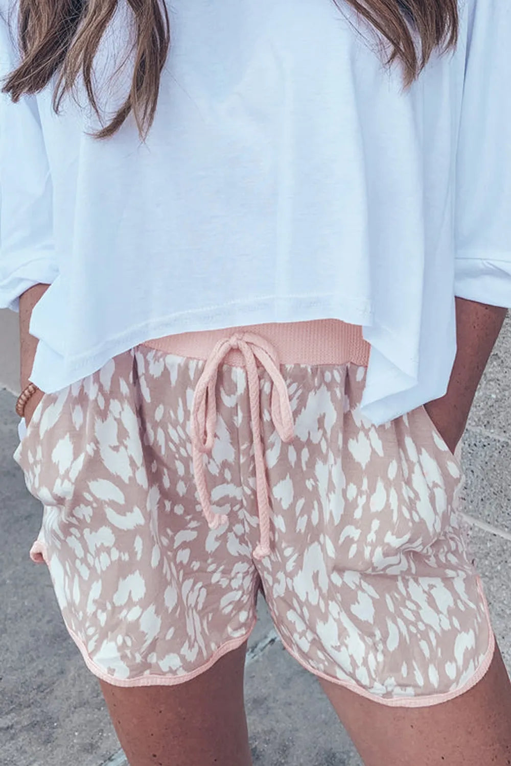 Abstract Print Drawstring Casual Shorts