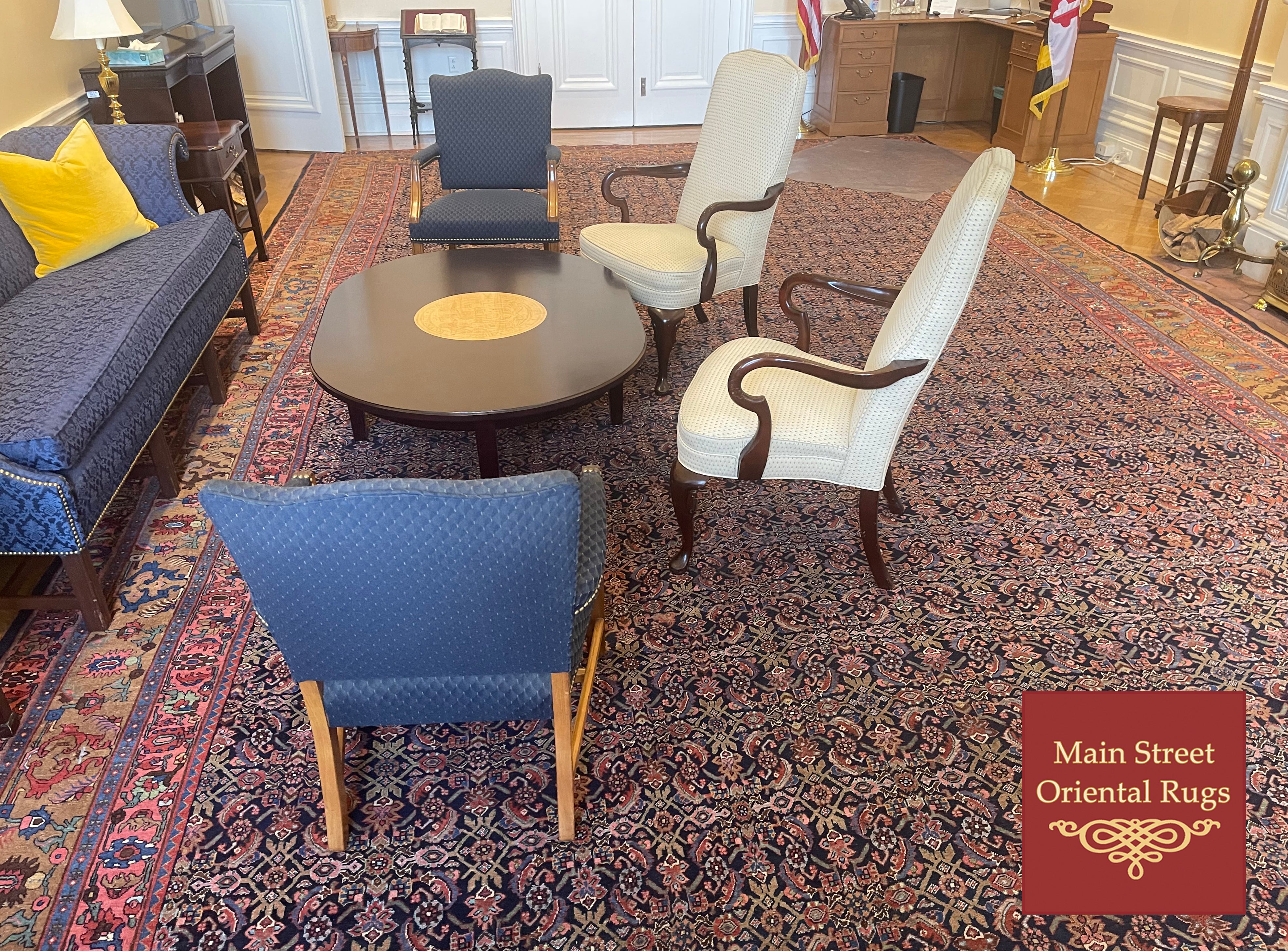 Antique Persian rug at Maryland State House in Governor's office