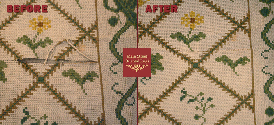 Portuguese needle point rug repair