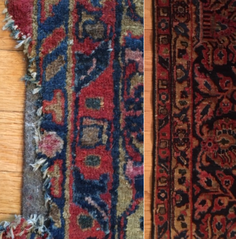 Wool area rug repair - Before & After
