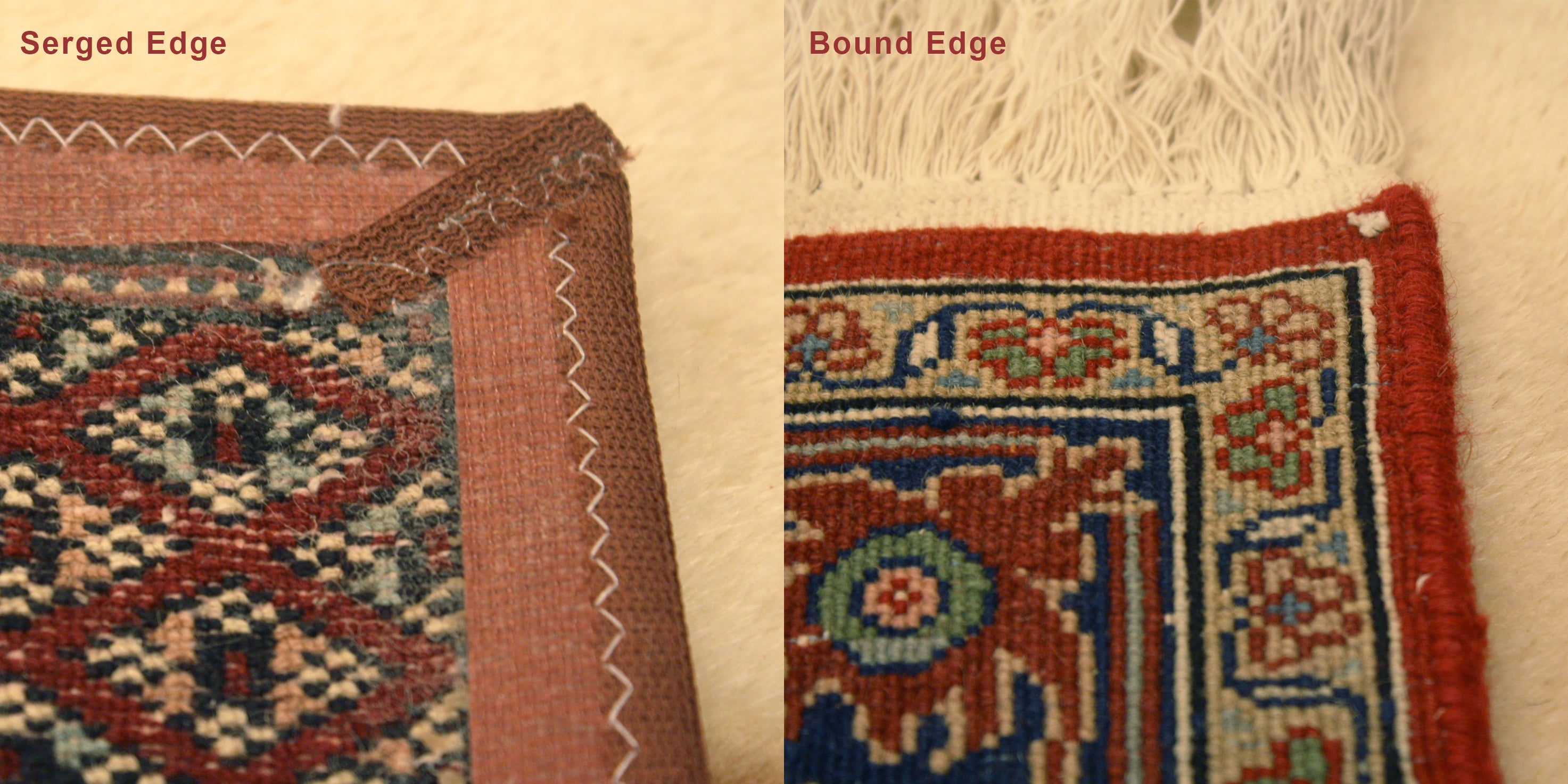 New area rug binding options