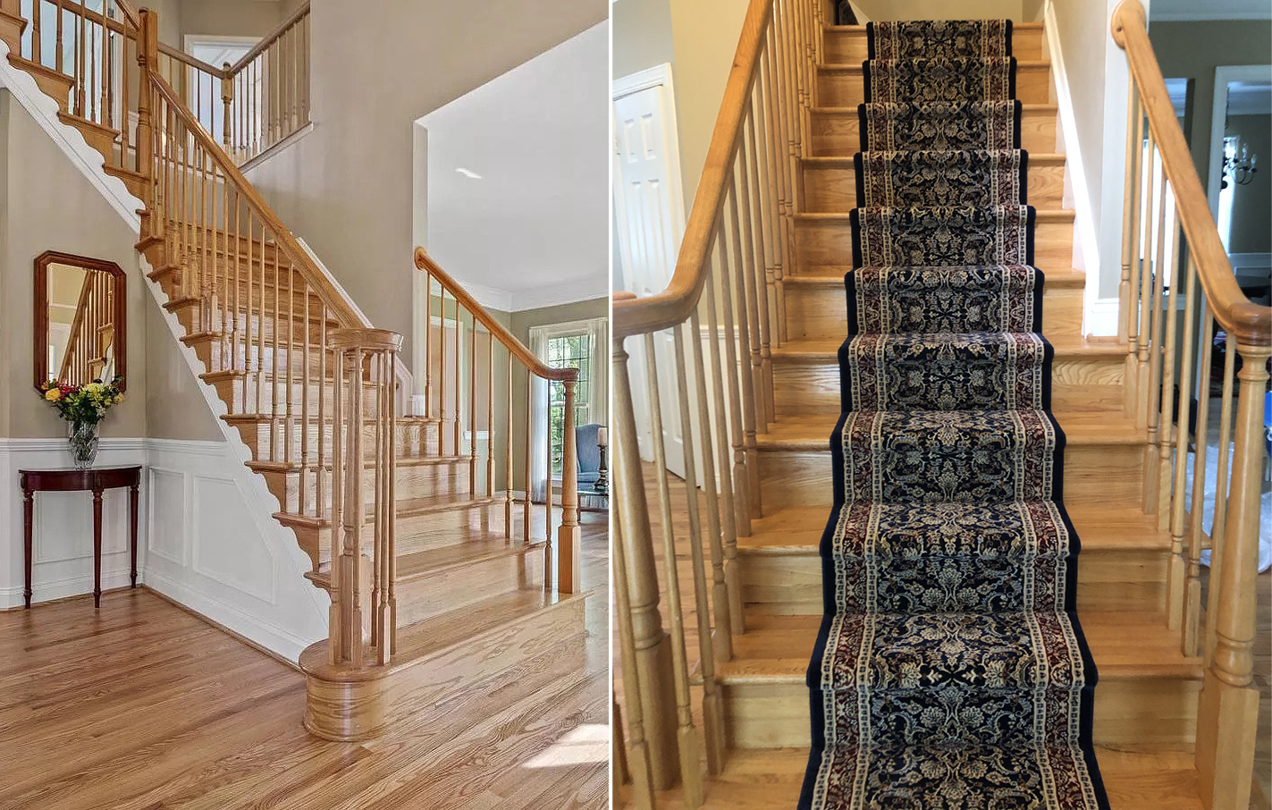 Stair runner installation in Brookeville Maryland