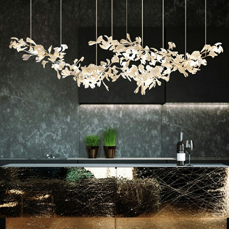 Extra Large Ceramics Twig White Flowers Chandelier Iron Tree Branch Pendant Light For Big Living/ Dining Room