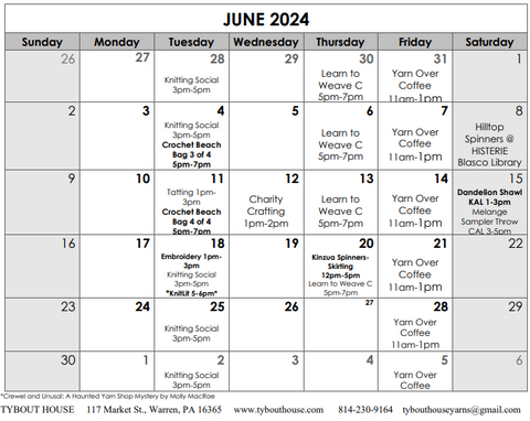 June Schedule of Classes and Events