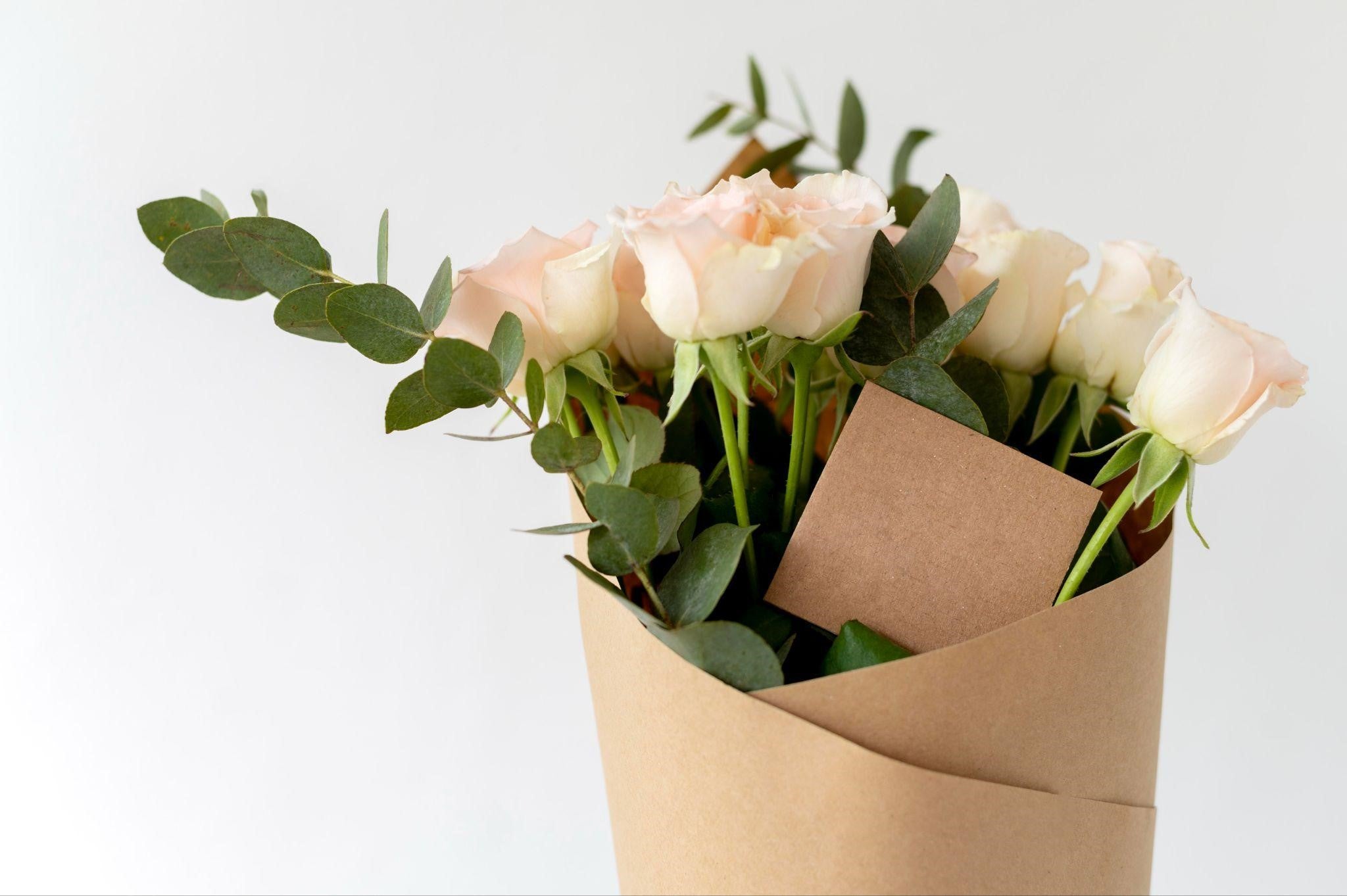 white bouquet of roses in Dubai