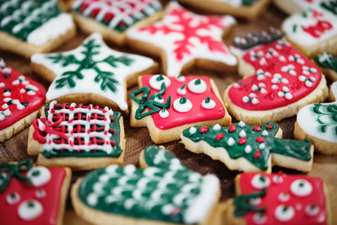 assortment of holiday decorated cookies