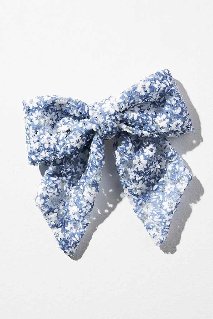 Blue Precious Floral Hair Bow ANTHROPOLOGIE