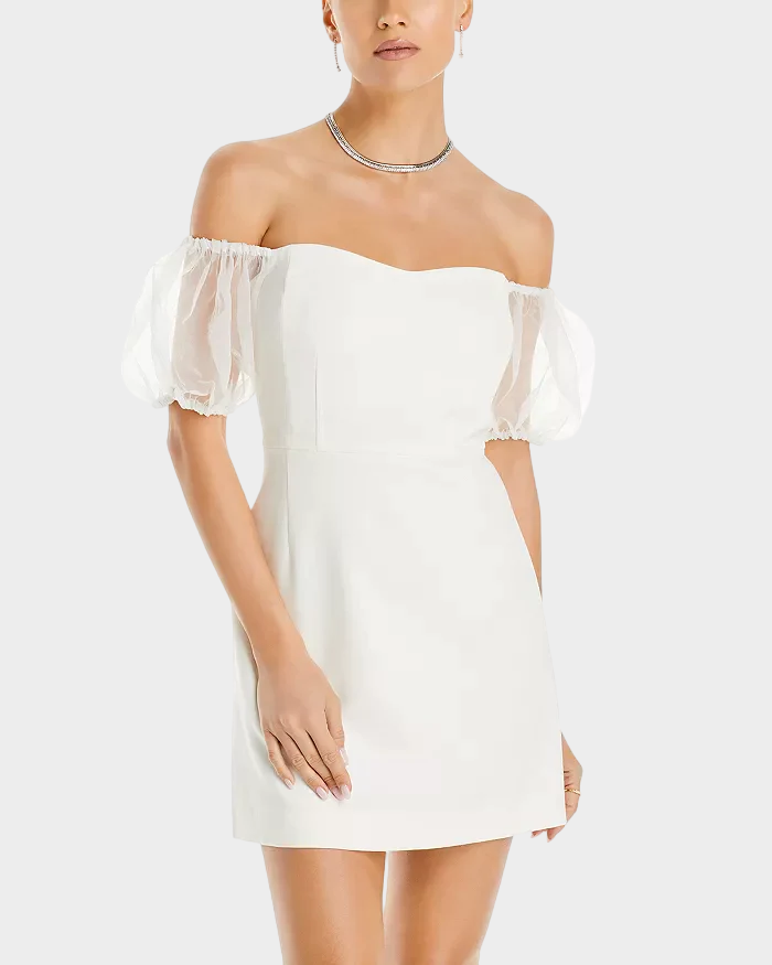 White Whisper Puff Sleeve Dress FRENCH CONNECTION