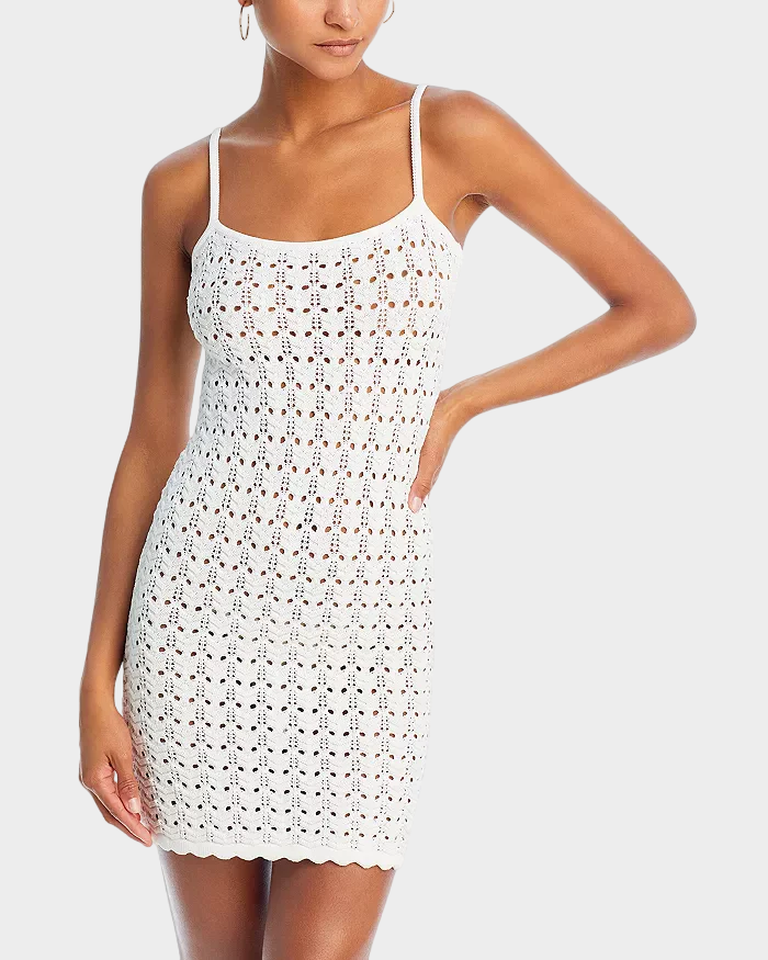 White Sleeveless Crochet Mini Dress bloomingdale’s AQUA x Liat Baruch