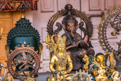 statues indiennes en bronze et laiton