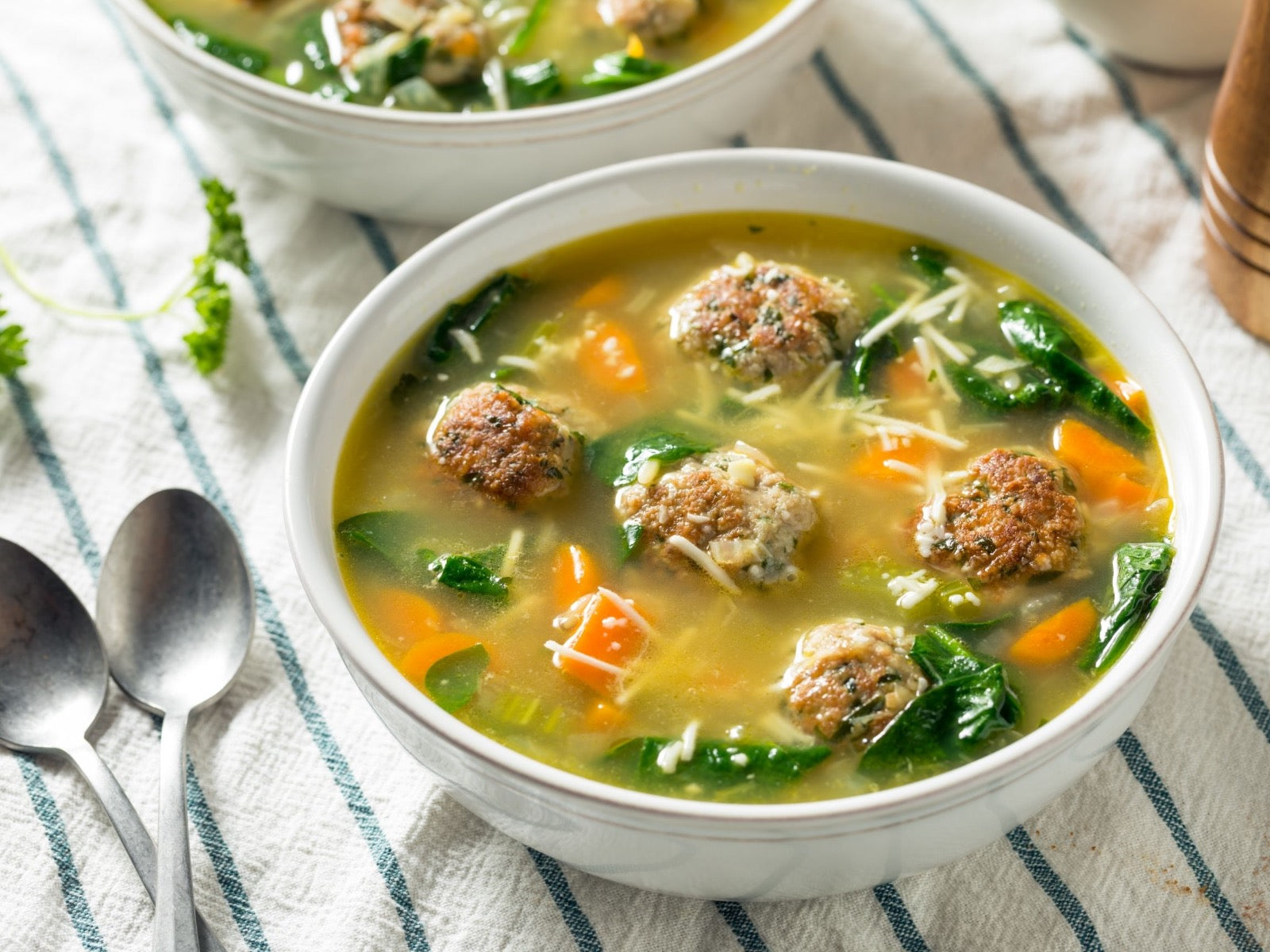 Italian Wedding Soup With Bison And Wild Boar Meatballs - Beck & Bulow
