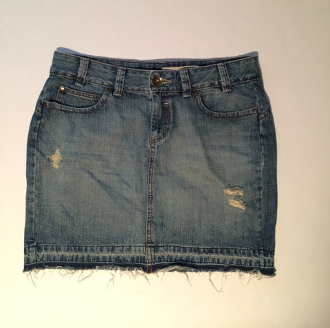 DKNY Distressed Denim Skirt Size 12 PreOwned 