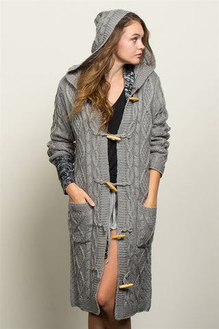 Hooded Tunic Fisherman Cardigan