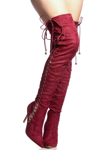 corset suede over the knee boot