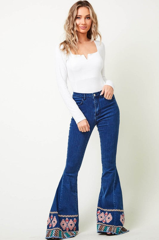 Embroidered Bell Bottom Jeans – Rag & Muffin